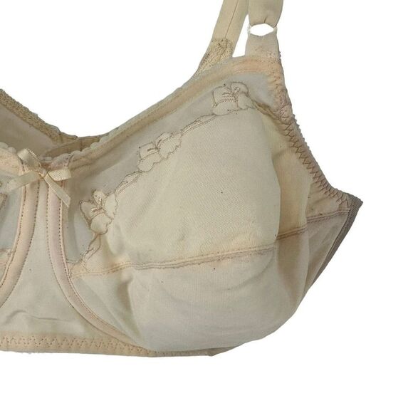 Bali Bra 0180 40D Comfort U Back Flower Embroidered Mesh Boned Beige Underwired - Picture 5 of 10
